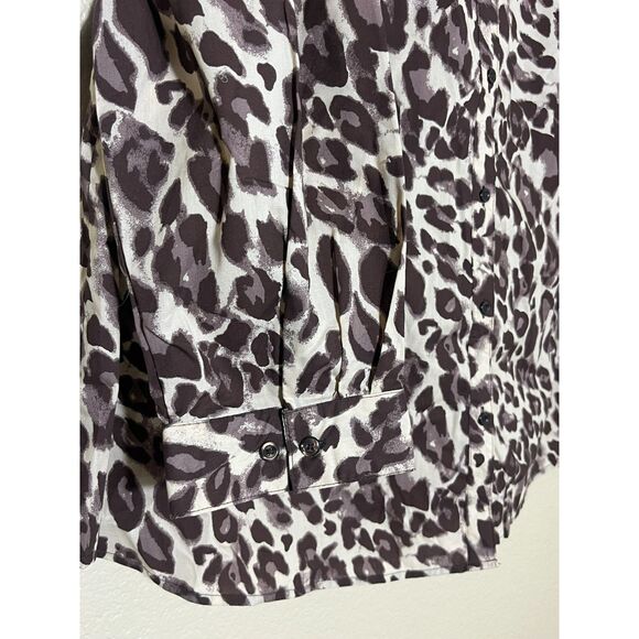 NWT Women's Plus Size 30 Leopard Print Cotton Button Up Blouse - Picture 5 of 9
